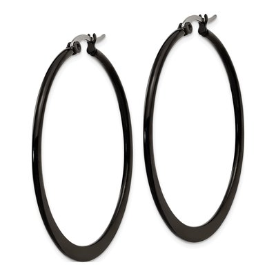 Black Stainless Steel 42mm Hoop Earrings – view 4