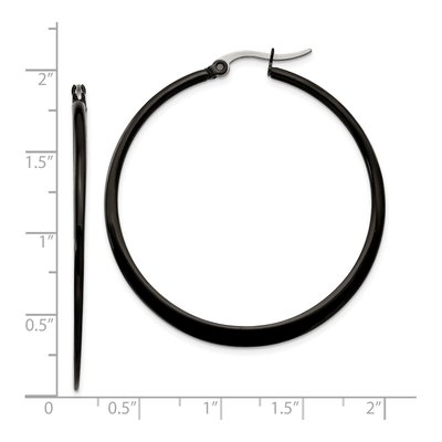Black Stainless Steel 42mm Hoop Earrings – view 6