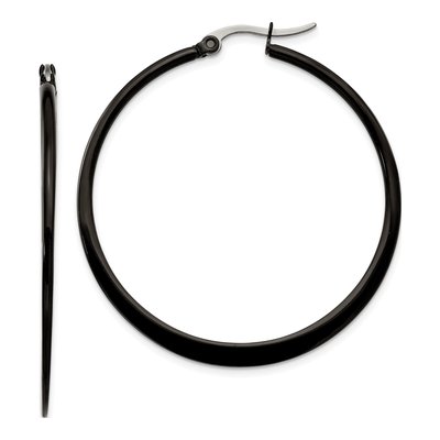 Black Stainless Steel 42mm Hoop Earrings