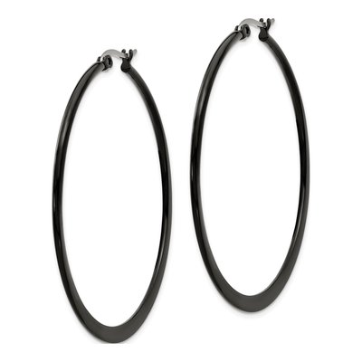 Black Stainless Steel 48mm Black Hoop Earrings – view 4