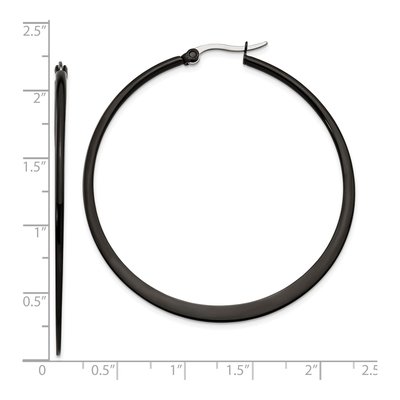 Black Stainless Steel 48mm Black Hoop Earrings – view 6