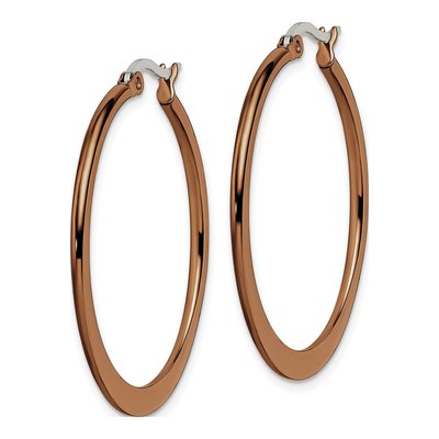 Chisel Brown IP Stainless Steel Tapered Hoop Earrings – view 5