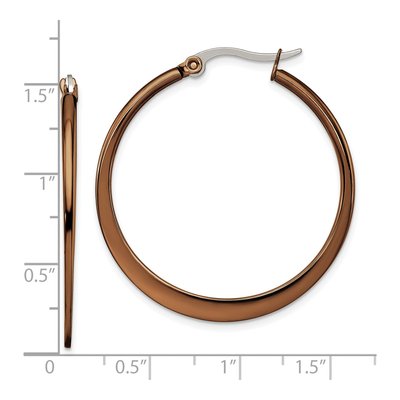 Chisel Brown IP Stainless Steel Tapered Hoop Earrings – view 7