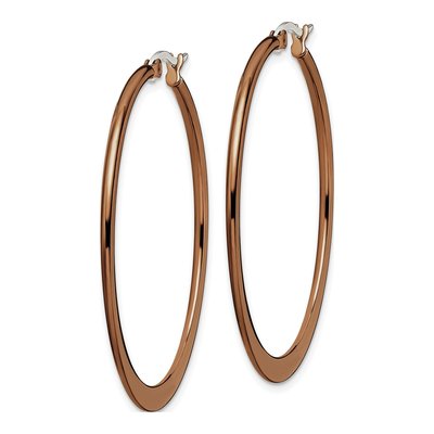 Stainless Steel 43mm Brown IP Tapered Hoop Earrings – view 4
