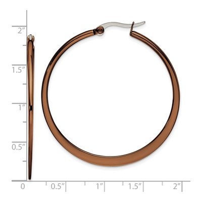 Stainless Steel 43mm Brown IP Tapered Hoop Earrings – view 6