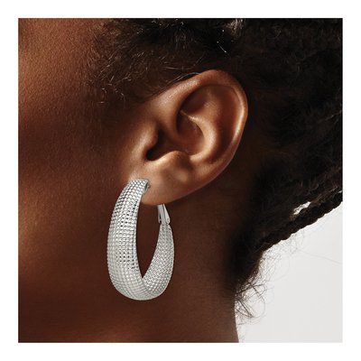 Stainless Steel 42mm Oval Hoop Earrings – view 6