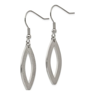 Stainless Steel Laser-Cut Oval Dangle Earrings – view 4