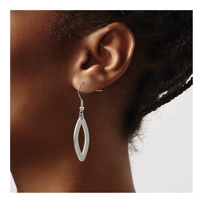Stainless Steel Laser-Cut Oval Dangle Earrings – view 5