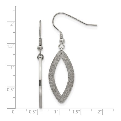 Stainless Steel Laser-Cut Oval Dangle Earrings – view 6