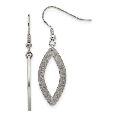 Stainless Steel Laser-Cut Oval Dangle Earrings
