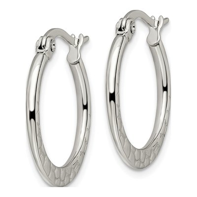 Stainless Steel 22mm Textured Hoop Earrings – view 5