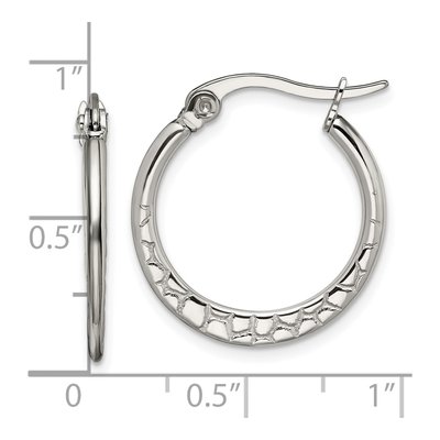Stainless Steel 22mm Textured Hoop Earrings – view 7