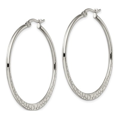 Stainless Steel 40mm Textured Hoop Earrings – view 4