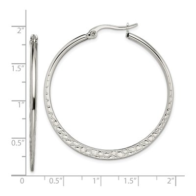 Stainless Steel 40mm Textured Hoop Earrings – view 6