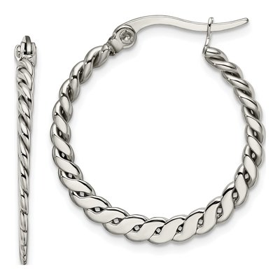 Stainless Steel 29mm Braided Hoop Earrings