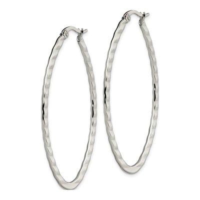 Stainless Steel 52mm Oval Hoop Earrings – view 4