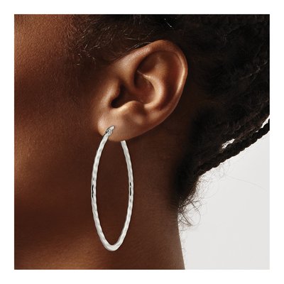 Stainless Steel 52mm Oval Hoop Earrings – view 5