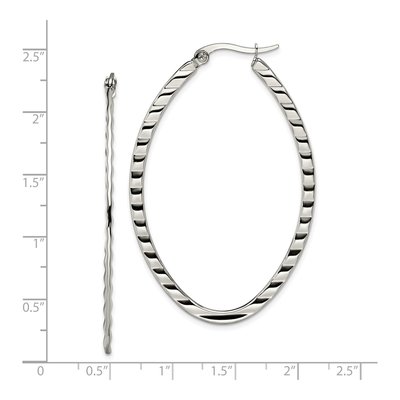 Stainless Steel 52mm Oval Hoop Earrings – view 6