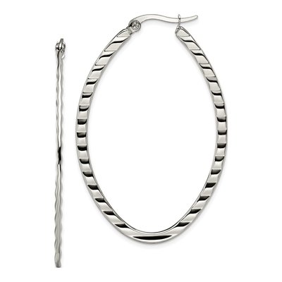 Stainless Steel 52mm Oval Hoop Earrings