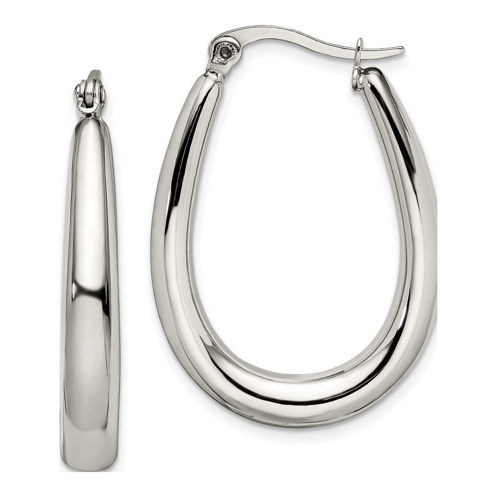 Stainless Steel 31mm Teardrop Hoop Earrings