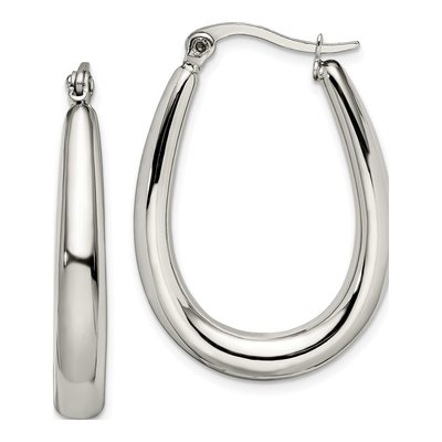 Stainless Steel 31mm Teardrop Hoop Earrings