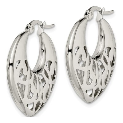 Stainless Steel 25mm Cut-Out Hoop Earrings – view 5