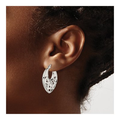 Stainless Steel 25mm Cut-Out Hoop Earrings – view 6