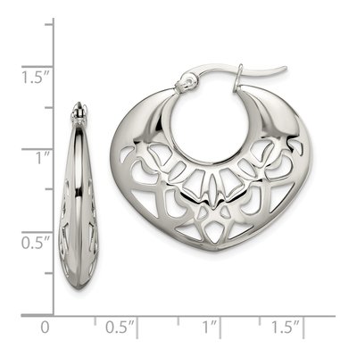 Stainless Steel 25mm Cut-Out Hoop Earrings – view 7