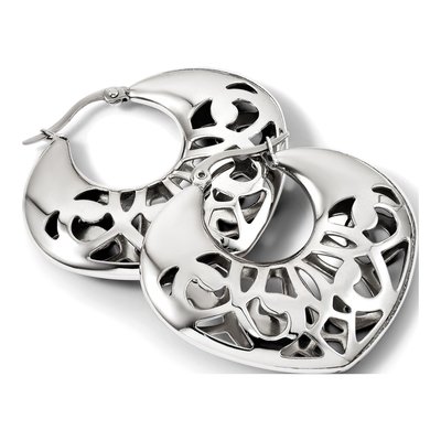 Stainless Steel 25mm Cut-Out Hoop Earrings – view 8