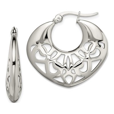 Stainless Steel 25mm Cut-Out Hoop Earrings