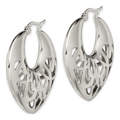 Stainless Steel 35mm Cut-Out Hoop Earrings – view 5