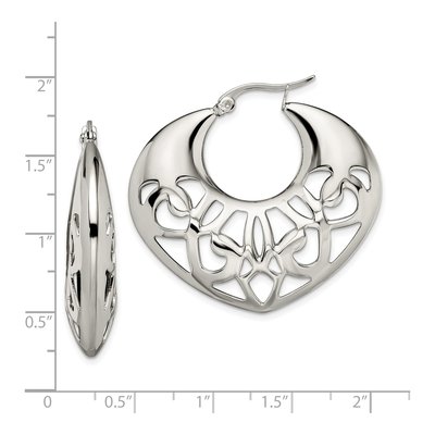 Stainless Steel 35mm Cut-Out Hoop Earrings – view 7