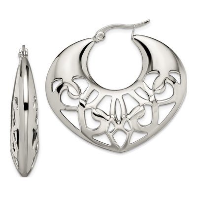 Stainless Steel 35mm Cut-Out Hoop Earrings