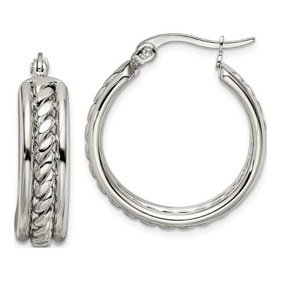 Stainless Steel 26mm Twisted Hoop Earrings