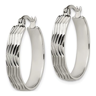 Stainless Steel 25mm Textured Hoop Earrings – view 5
