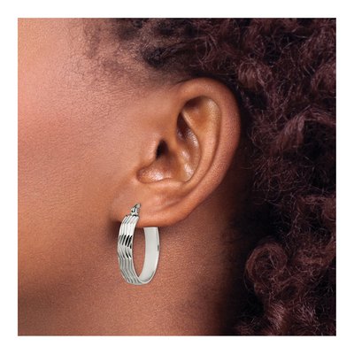 Stainless Steel 25mm Textured Hoop Earrings – view 6