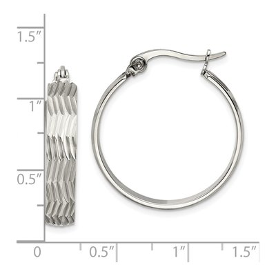 Stainless Steel 25mm Textured Hoop Earrings – view 7