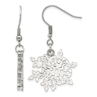 Stainless Steel Snowflake Dangle Earrings – view 6