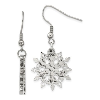 Stainless Steel Snowflake Dangle Earrings