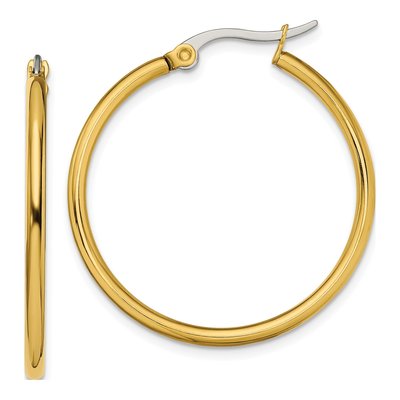Stainless Steel 32mm Hoop Earrings
