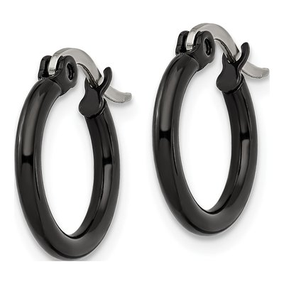 Black Stainless Steel 16mm Hoop Earrings – view 5
