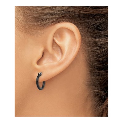 Black Stainless Steel 16mm Hoop Earrings – view 6