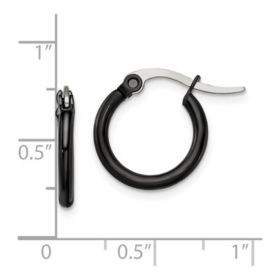 Black Stainless Steel 16mm Hoop Earrings – view 7