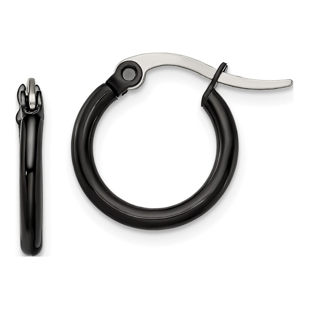 Black Stainless Steel 16mm Hoop Earrings