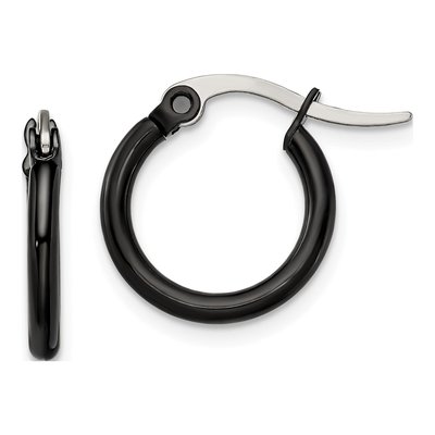 Black Stainless Steel 16mm Hoop Earrings