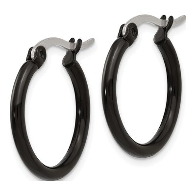 Black Stainless Steel 19mm Black Hoop Earrings – view 5