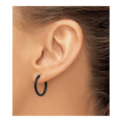 Black Stainless Steel 19mm Black Hoop Earrings – view 6
