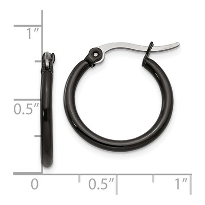 Black Stainless Steel 19mm Black Hoop Earrings – view 7