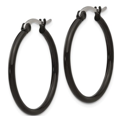 Black Stainless Steel 26mm Hoop Earrings – view 5