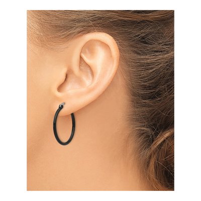 Black Stainless Steel 26mm Hoop Earrings – view 6